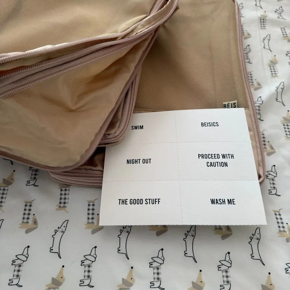 BEIS The Compression Packing Cubes 4 pc Beige - Picture 2 of 5